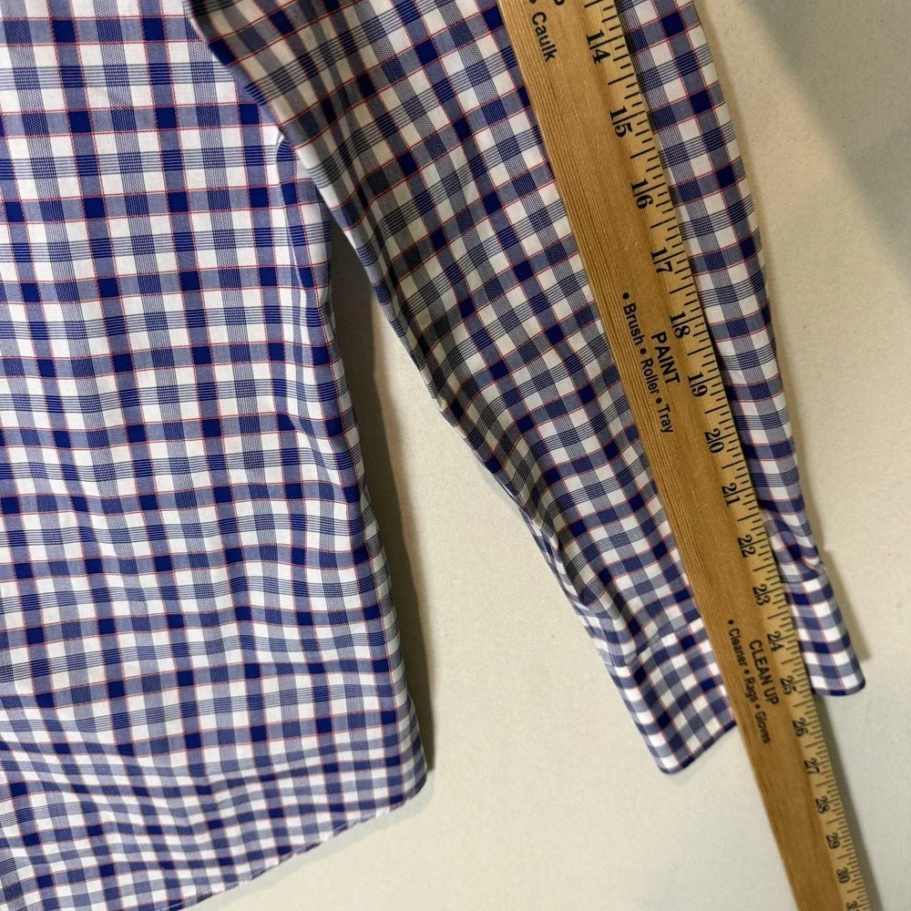Banana Republic Dress‎ Shirt Mens Medium Blue Gingham Grant Fit Non Iron Stretch
